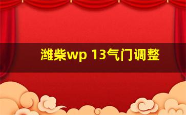 潍柴wp 13气门调整